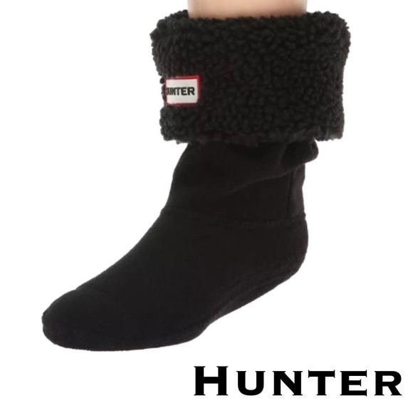 Hunter Accessories - Hunter Black Sheepy Fleece Cuff Boot Sock NIB Sz L